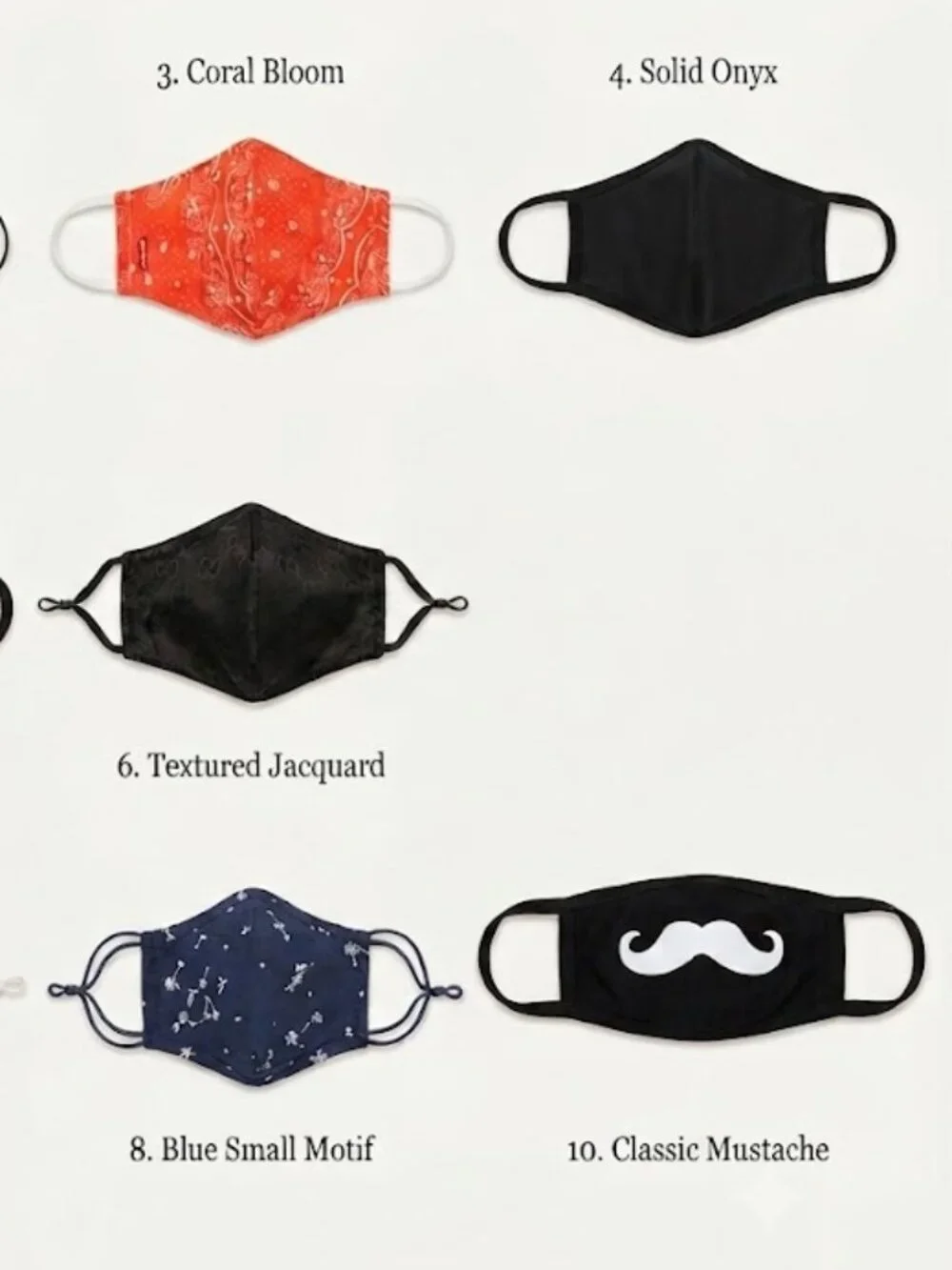 Lot of 10 Assorted Cloth Face Masks Premium Collection, Washable & Reusable